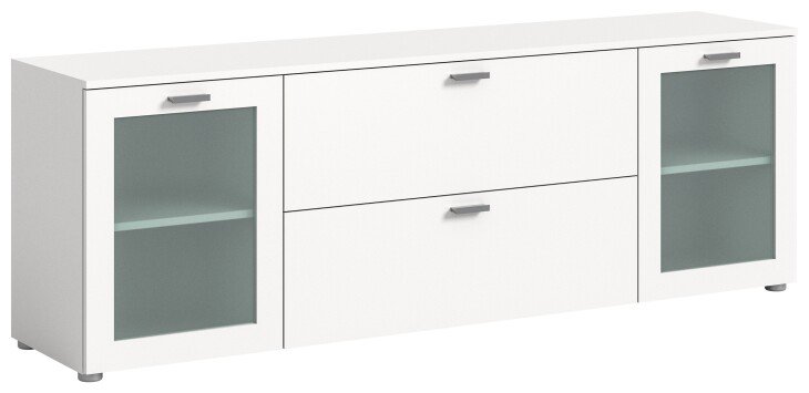 Lowboard >Xeno< in Weiß, Spannplatte/Spannplatte, satiniert - 180x62x37 (BxHxT)