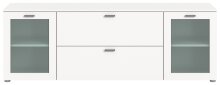 Lowboard >Xeno< in Weiß, Spannplatte/Spannplatte, satiniert - 180x62x37 (BxHxT)