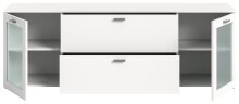 Lowboard >Xeno< in Weiß, Spannplatte/Spannplatte, satiniert - 180x62x37 (BxHxT)