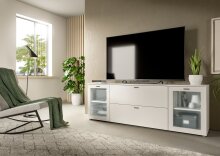 Lowboard >Xeno< in Weiß, Spannplatte/Spannplatte, satiniert - 180x62x37 (BxHxT)