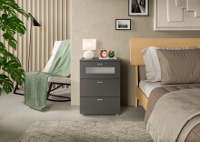 Nachtkommode >Xeno< in Grau - 45x60x40 (BxHxT)