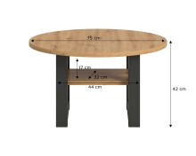 Couchtisch >Seattle< in Grau / Artisan - 75x42x75cm (BxHxT)
