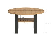 Couchtisch >Seattle< in Grau / Artisan - 75x42x75cm (BxHxT)