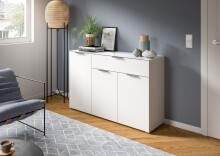 Kommode >Ray< in Weiß, Spannplatte/Spannplatte - 135x86x40cm (BxHxT)