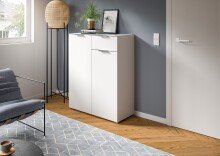 Kommode >Ray< in Weiß, Spannplatte/Spannplatte - 90x112x40cm (BxHxT)