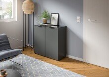 Kommode >Ray< in Anthrazit, Spannplatte/Spannplatte - 90x86x40cm (BxHxT)