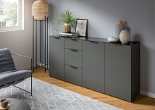 Kommode >Ray< in Anthrazit, Spannplatte/Spannplatte - 179x86x40cm (BxHxT)