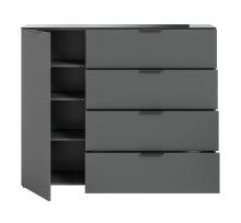 Kommode >Ray< in Anthrazit, Spannplatte/Spannplatte - 135x112x40cm (BxHxT)