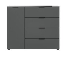Kommode >Ray< in Anthrazit, Spannplatte/Spannplatte - 135x112x40cm (BxHxT)