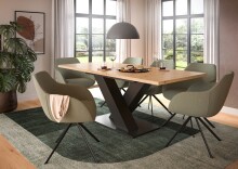 Kulissentisch >Motion< ausziehbar bis 190cm, Grau / Artisan Eiche - 150/190x76x90cm (BxHxT)