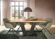Kulissentisch >Motion< ausziehbar bis 190cm, Grau / Artisan Eiche - 150/190x76x90cm (BxHxT)