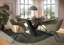 Kulissentisch >Motion< ausziehbar bis 190cm, Grau - 150/190x76x90cm (BxHxT)