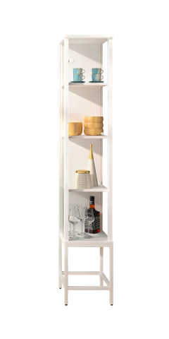 Vitrine >STEP< 4 Fächer, 1 Tür, in Weiß - 31,5x176x32,7cm (BxHxT)