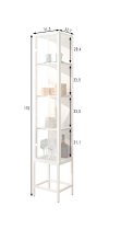 Vitrine >STEP< 4 Fächer, 1 Tür, in Weiß - 31,5x176x32,7cm (BxHxT)