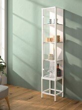 Vitrine >STEP< 4 Fächer, 1 Tür, in Weiß - 31,5x176x32,7cm (BxHxT)