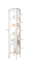 Vitrine >STEP< 5 Fächer, 1 Tür, inkl. LED-Spots, Schwarz - 31,5x187,6x32,7cm (BxHxT)