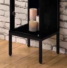 Vitrine >STEP< 5 Fächer, 1 Tür, inkl. LED-Spots, Schwarz - 31,5x187,6x32,7cm (BxHxT)