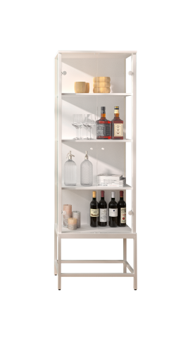 Vitrine >STEP< 4 Fächer, 1 Tür, inkl. LED-Spots, in Weiß - 57,4x176,1x32,7cm (BxHxT)
