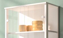 Vitrine >STEP< 4 Fächer, 1 Tür, inkl. LED-Spots, in Weiß - 57,4x176,1x32,7cm (BxHxT)