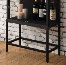 Vitrine >STEP< 4 Fächer, inkl. LED-Spots, Schwarz - 57,4x176,1x32,7cm (B/H/T)