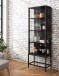 Vitrine >STEP< 4 Fächer, inkl. LED-Spots, Schwarz - 57,4x176,1x32,7cm (B/H/T)