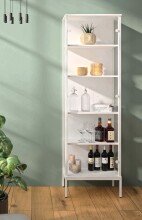 Vitrine >STEP< 5 Fächer, inkl. LED-Spots, Weiß - 57,4x187,6x32,7cm (BxHxT)