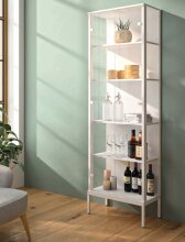 Vitrine >STEP< 5 Fächer, 2 Türen, 4 Böden, in Weiß - 57,4x187,6x32,7cm (BxHxT)