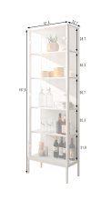 Vitrine >STEP< 5 Fächer, 2 Türen, 4 Böden, in Weiß - 57,4x187,6x32,7cm (BxHxT)