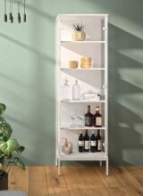 Vitrine >STEP< 5 Fächer, 2 Türen, 4 Böden, in Weiß - 57,4x187,6x32,7cm (BxHxT)