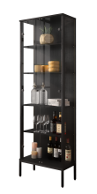 Vitrine >STEP< 5 Fächer, inkl. LED-Spots, Schwarz - 57,4x187,6x32,7cm (BxHxT)