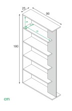 Bücherregal >ALIDA< 5 Fächer, in Artik Weiß / Canadian Eiche Dekor - 90x180x25 (BxHxT)