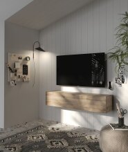 Lowboard >Ilary< Klappe, 2 Fächer, in Eiche Cadiz Nachbildung - 138x29x30 cm B/H/T