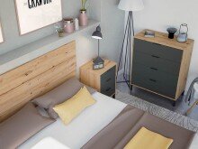Kommode >ENZO< 4 Schubladen, Nodi Eiche Dekor / Anthrazitgrau - 77,5x93,5x40 (BxHxT)
