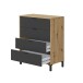 Kommode >ENZO< 4 Schubladen, Nodi Eiche Dekor / Anthrazitgrau - 77,5x93,5x40 (BxHxT)