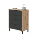 Kommode >ENZO< 4 Schubladen, Nodi Eiche Dekor / Anthrazitgrau - 77,5x93,5x40 (BxHxT)