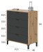 Kommode >ENZO< 4 Schubladen, Nodi Eiche Dekor / Anthrazitgrau - 77,5x93,5x40 (BxHxT)