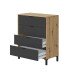 Kommode >ENZO< 4 Schubladen, Nodi Eiche Dekor / Anthrazitgrau - 77,5x93,5x40 (BxHxT)