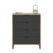 Kommode >ENZO< 4 Schubladen, Nodi Eiche Dekor / Anthrazitgrau - 77,5x93,5x40 (BxHxT)