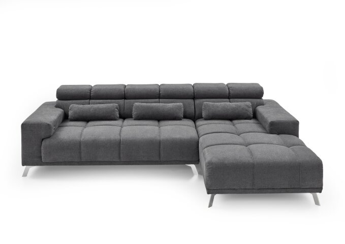Wohnlandschaft >Starlett< elektr. Sitztiefenverstellung, 3 Kissen, anthrazit - 285x99x201 BxHxT