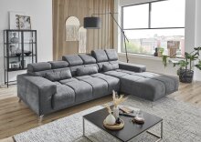 Wohnlandschaft >Starlett< elektr. Sitztiefenverstellung, 3 Kissen, anthrazit - 285x99x201 BxHxT
