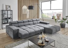 Wohnlandschaft >Starlett< elektr. Sitztiefenverstellung, 3 Kissen, anthrazit - 285x99x201 BxHxT