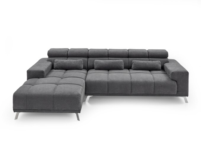 Wohnlandschaft >Starlett< elektr. Sitztiefenverstellung, 3 Kissen, anthrazit - 285x99x201 BxHxT