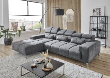 Wohnlandschaft >Starlett< elektr. Sitztiefenverstellung, 3 Kissen, anthrazit - 285x99x201 BxHxT