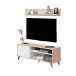 TV-Board >KIKUA PLUS< mit Wandboard, Canadian Eiche Dekor / Artik Weiß - 135x50x40 (BxHxT)