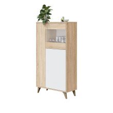 Stauraumvitrine >KIKUA PLUS< 3 Türen, Canadian Eiche Dekor / Artik Weiß - 77x142x33 (BxHxT)