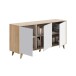 Sideboard >KIKUA PLUS< 3 Türen, Canadian Eiche Dekor / Artik Weiß - 154x75x40 (BxHxT)