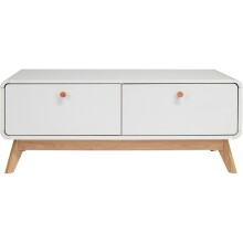 Lowboard >Janne< Couchtisch, 2 Schübe, in Weiß - 100x40x51cm (BxHxT)