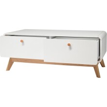Lowboard >Janne< Couchtisch, 2 Schübe, in Weiß - 100x40x51cm (BxHxT)