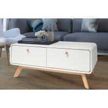 Lowboard >Janne< Couchtisch, 2 Schübe, in Weiß - 100x40x51cm (BxHxT)