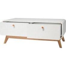 Lowboard >Janne< Couchtisch, 2 Schübe, in Weiß - 100x40x51cm (BxHxT)